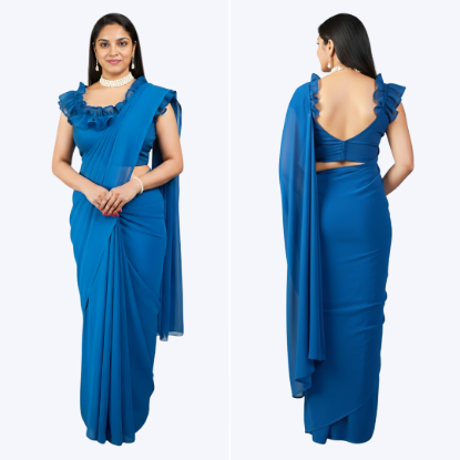Ruffle Neck Saree